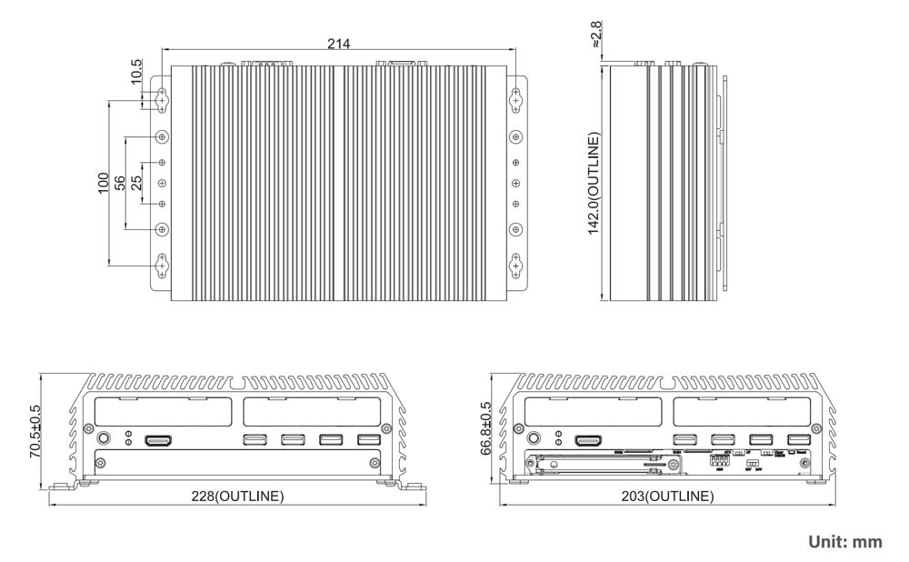 Embedded PC DI-1100-i5-R10 Skizze 2